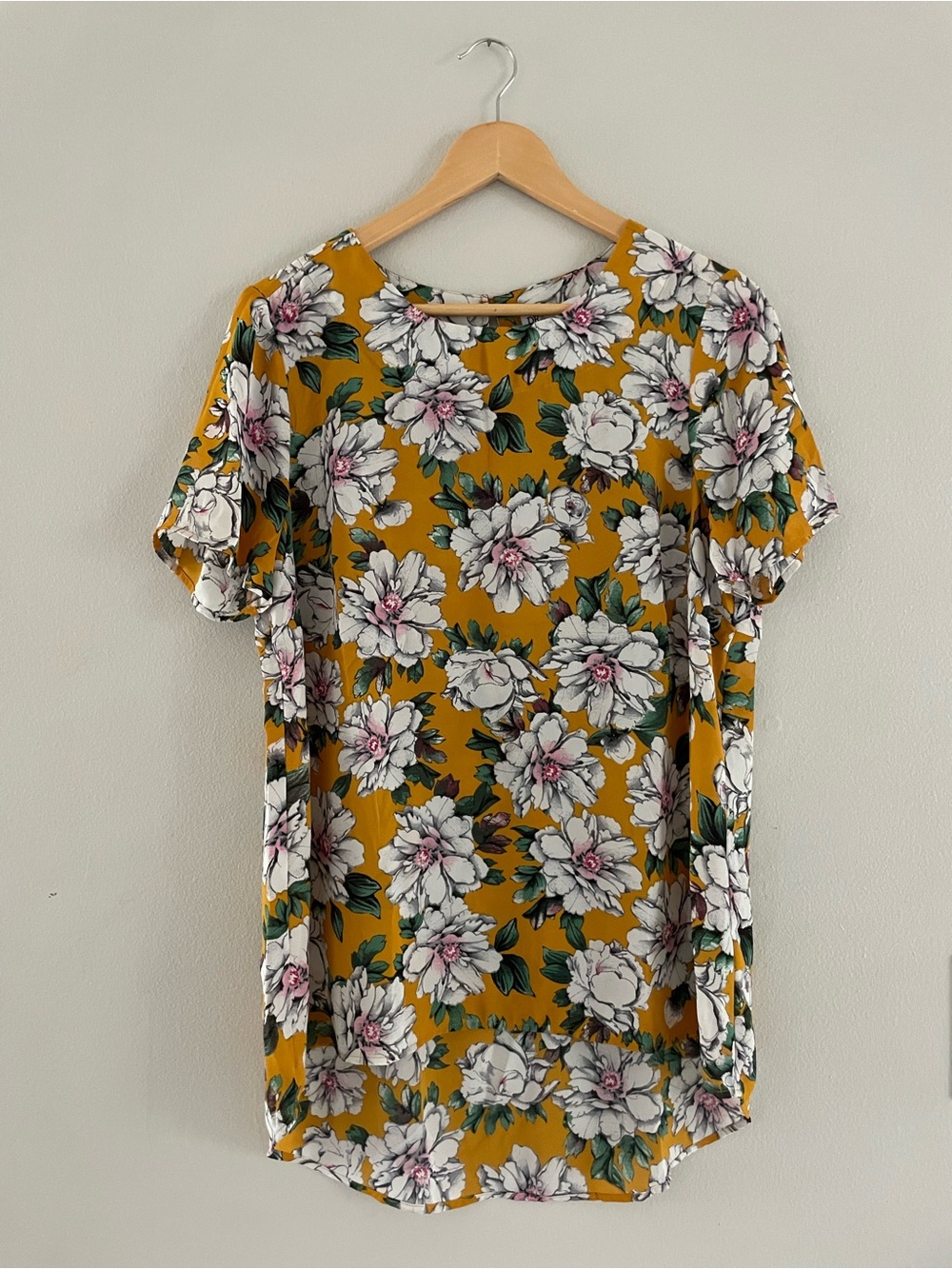 DR2 Mustard Floral Short Sleeve Blouse